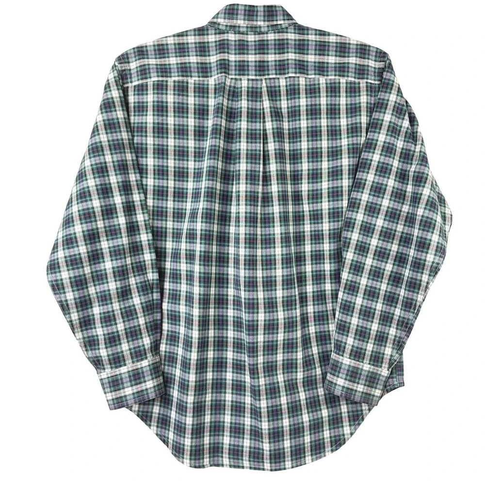 Ralph Lauren Plaid Button‎ Down Shirt Long Sleeve Cotton Green Blue Boys Size M